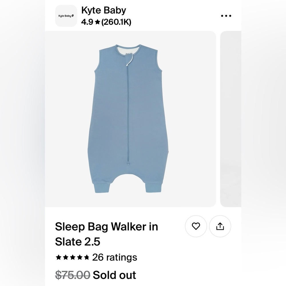 Kyte Baby Slate Walker 2.5 Tog